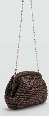 Mango Borsa clutch in fibra naturale cioccolato - Donna - Taglia unica - MANGO