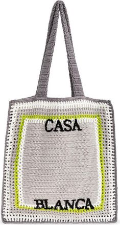 Casablanca Gehaakte Tas met Logo - unisex - Shoppers - Grijs - ONE Size - Katoen - Tassen