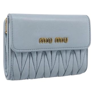 Miu Miu Pre-owned Bifold Wallet - Dames - Vintage Accessoires - Blauw - ONE Size - Leer - Vintage