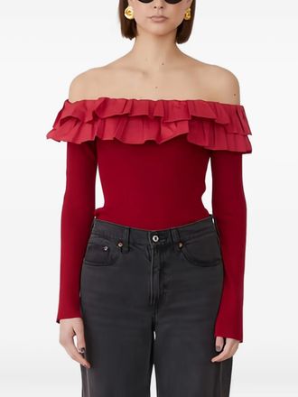 Jovonna London Leesal ruffled top - women - Viscose/Cotton/Nylon - M - Red