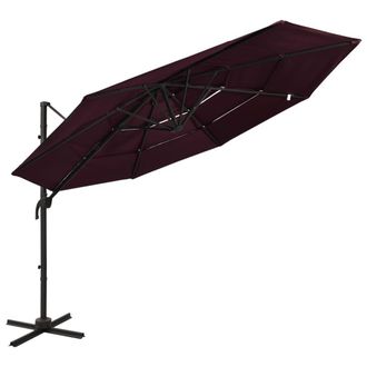 Berkfield Home 4-Tier Parasol with Aluminium Pole Bordeaux Red 3x3 m