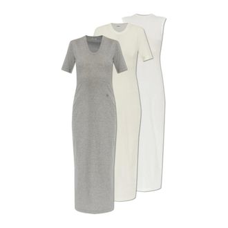 Jil Sander Midi Dresses, female, Gray, Size: XS Cotton Midi Dress (Pack of Three)