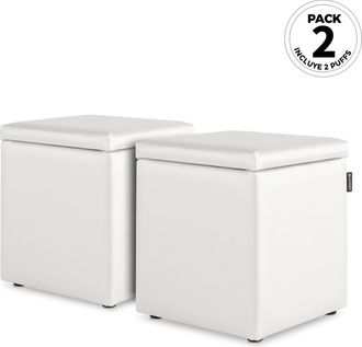 Happers Happers - Puff Cubo Arc&oacute;n Polipiel Blanco Pack 2 Unidades Blanco