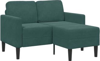 vidaXL Divano 2 Posti con Chaise longue a l Verde Scuro 125 cm Velluto - Vidaxl