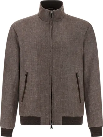Paul & Shark Brown Textured High Collar Jacket