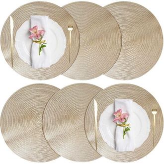 Elle Juego De 6 Manteles Individuales Redondos, Lavables, Antideslizantes, De Pvc Resistente Al Calor, Duraderos Y Resistentes A Las Manchas, 38 X 38 Cm, C