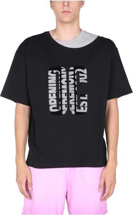 Opening Ceremony Crew Neck Front Logo Print - Heren - Tops - Zwart - Maat: L Katoen