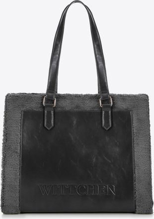 Wittchen Dames eco-leren shopper met bontafwerking, grijs