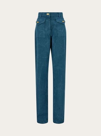 Ferragamo Women Washed gabardine trouser Green