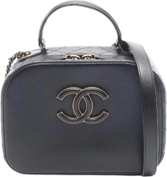 Chanel Pre-owned Matelasse Top Handle 2Way Shoulder Bag Leather - Dames - Vintage Handtas - Zwart - ONE Size - Leer - Vintage
