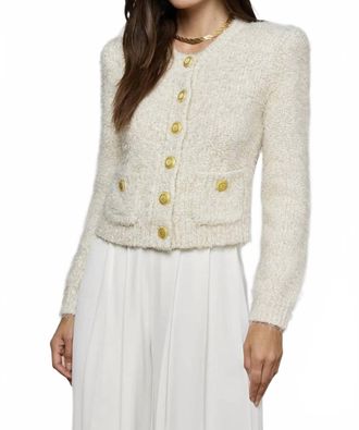 L'agence Una Knit Cardigan With Lurex In Ivory