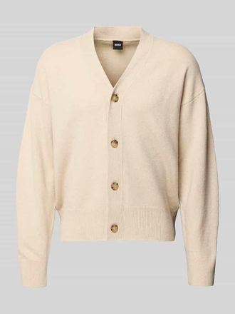 HUGO BOSS Regular Fit Strickjacke aus reiner Schurwolle Modell C-UCONE in Offwhite, Gr&ouml;&szlig;e XXXL