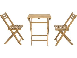 Habitat et Jardin Conjunto De Mesa Y Sillas De Jard&iacute;n De Madera aldo - 2 Plazas - Marr&oacute;n