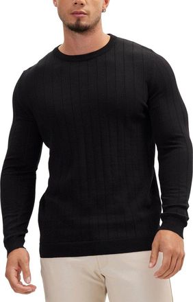 Ron Tomson Slip-Stitch Crew Neck Long Sleeve Sweater