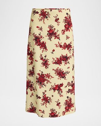 Jil Sander Floral-Print Viscose Midi Skirt