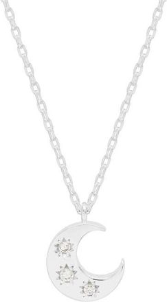 Estella Bartlett Cubic Zirconia Moon Pendant Necklace in Silver at Nordstrom