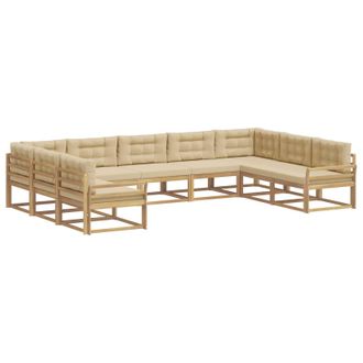 vidaXL Conjunto De Sof&aacute;s De Exterior 9 Uds. Y Beige Vidaxl