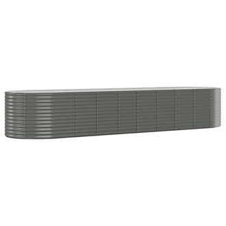 Berkfield Home Garden Raised Bed Powder-coated Steel 396x100x68 cm Grey | Size: 396 x 100 x 68 cm