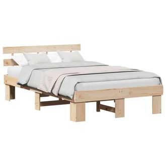 Berkfield Home Modern Bed Frame with Headboard 120x190 cm Solid Wood Pine in Beige