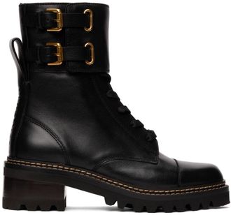 See By Chlo&eacute; Black Mallory Combat Boots