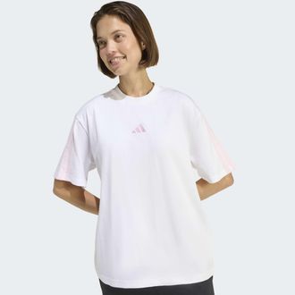adidas T-Shirt ADIDAS SPORTSWEAR W 3S SJ BF T, Damen, Gr. XXL, wei&szlig;, clear pink, Obermaterial: 100% Baumwolle, normal, Shirts T-Shirt, lockere Passform, Kurz