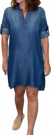 Bella Dahl Long Sleeve A-Line Dress In Dark Ombre Wash
