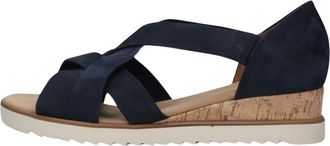 Gabor Navy Su&egrave;de Sandalen - Dames - Sleehakken - Blauw - 38 EU - Su&egrave;de - Schoenen