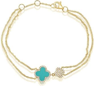Sabrina Designs 14K 1.02 Ct. Tw. Diamond & Turquoise Flower Bracelet