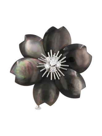 Van Cleef & Arpels 2000s broche met parelmoer en diamant - Zwart