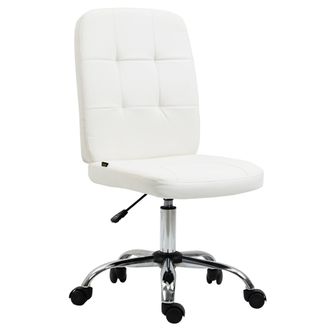 OEM Silla De Oficina Sin Brazos Silla De Escritorio Giratorio De Piel Sint&eacute;tica Con Altura Ajustable 45x59x90-100 Cm Blanco