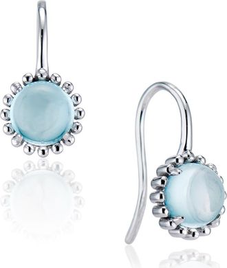 House of Frosted 14K White Gold Blue Topaz Cabochon Drop Earrings in Topaz/White Gold at Nordstrom Rack
