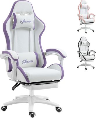 Vinsetto Racing Style Gaming Chair with Reclining Function Footrest - Purple | TJ Hughes
