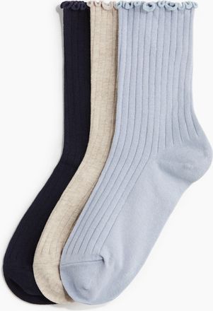 H&M 3er-Pack Gerippte Socken - Blue
