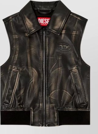 Diesel sleeveless blazer jacket ribbed hem pockets