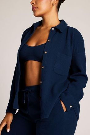 Negative Underwear Waffle Knit Shirt Jacket in Navy at Nordstrom, Size X-Small
