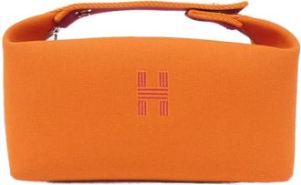 Herm&egrave;s Orange Canvas Pouch (Pre-Owned)