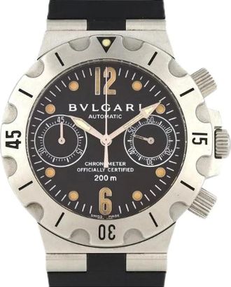 Bulgari Pre-owned Watches, female, Black, Size: ONE SIZE Pre-owned Scuba Chronograph Stainless Steel Automatic