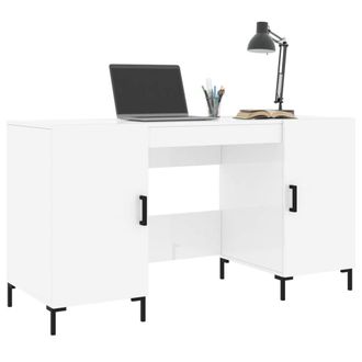 Berkfield Home Elegant Desk High Gloss White 140x50x75 cm Engineered Wood | Size: 140 x 50 x 75 cm