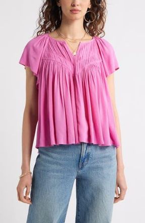 Treasure & Bond Shirred Raglan Sleeve Gauze Top in Pink Surprise at Nordstrom Rack, Size Xx-Small
