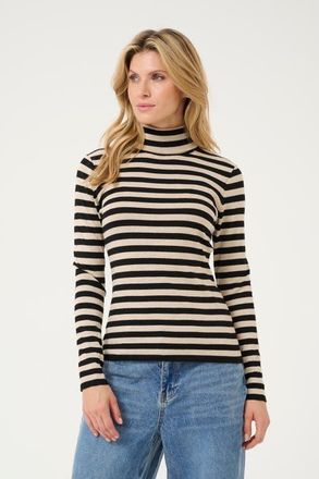 Kaffe KAlizza Rollneck Slim Fit Pullover in Feather Grey Mel./black at Nordstrom, Size X-Small
