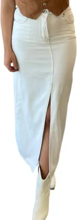 Mustard Seed Front Slit Midi Skirt In White