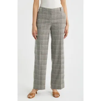 Anne Klein Slash Pocket Straight Leg Pants in Anne Black/grey Multi at Nordstrom, Size 12