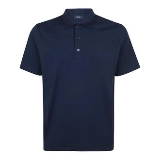 Herno Polo Shirts, male, Blue, Size: 2XL Superfine Cotton Stretch Polo Shirt