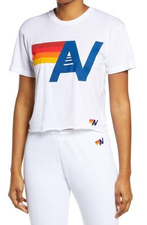 Aviator Nation Logo Boyfriend Tee in White at Nordstrom, Size X-Small