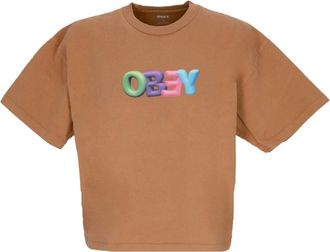 Obey Bruine Suiker Custom Crop Tee - Dames - T-shirts - Bruin - XS - Katoen - Tops