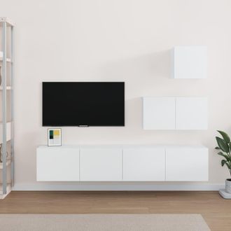 vidaXL Vidaxl - Set De Muebles Para Tv 4 Piezas Madera Contrachapada Blanco
