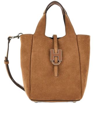 Hogan Warm Brown Suede H-Clasp Handbag