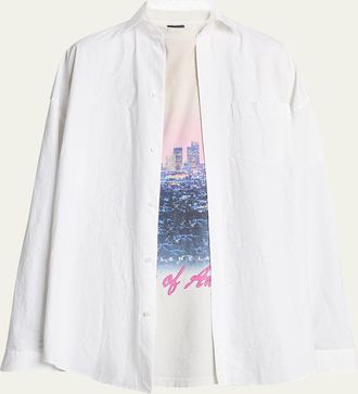 Balenciaga Mens Poplin Los Angeles Double-Layer T-Shirt