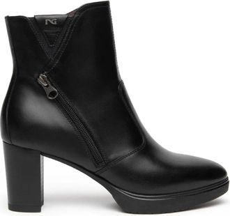 Nero Giardini Enkellaarsjes - Dames - Laarzen met Hak - Zwart - 40 EU - Leer - Schoenen