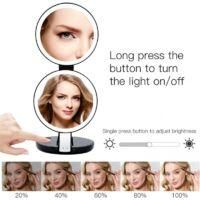 OEM Espejo De Maquillaje De Viaje Con Luces, Espejo De Tocador Recargable Compacto 1x/5x, Cinco Niveles De Brillo Y Altura Ajustables, Espejo Plegable Por